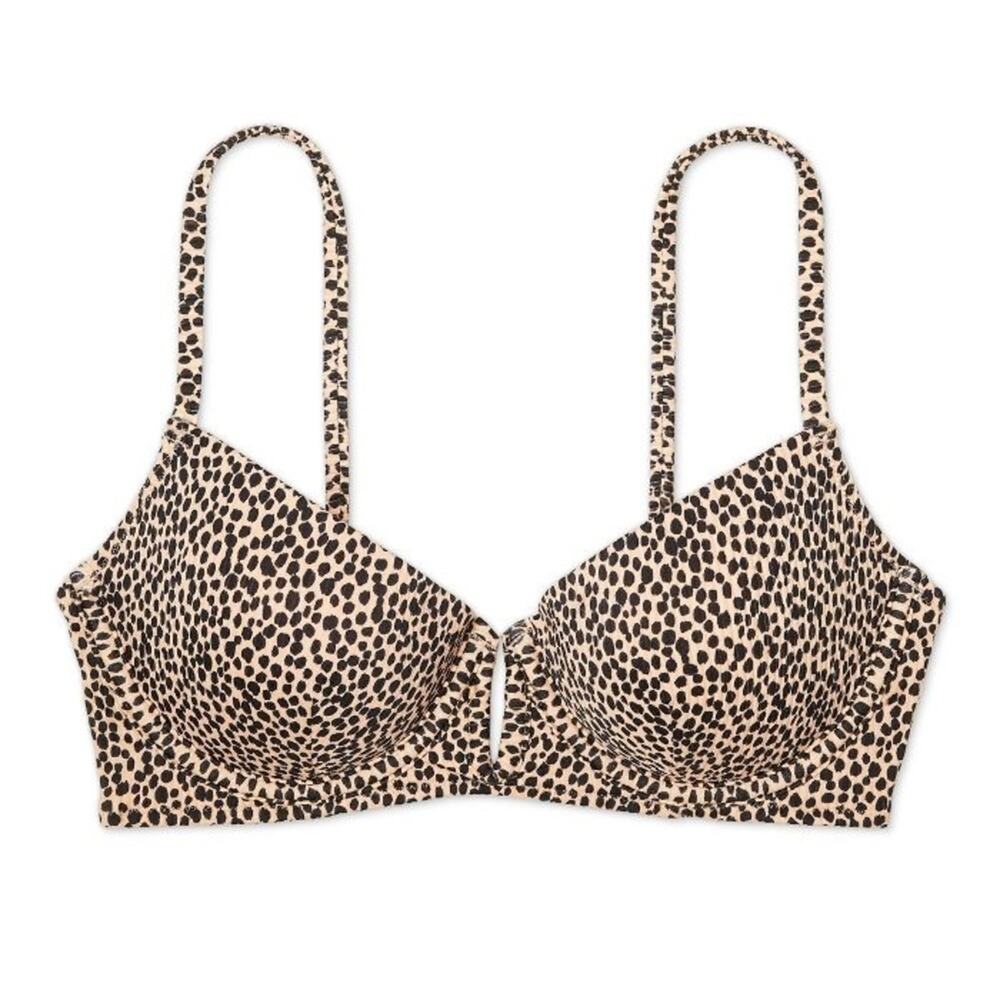 Light Lift V-Wire Ribbed Bikini Top, Shade & Shore NWT 32B